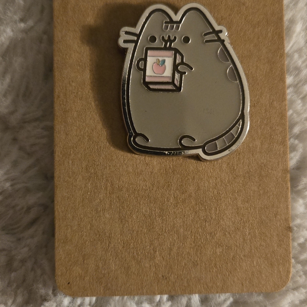 Pusheen Gray and Pink Enamel Pin